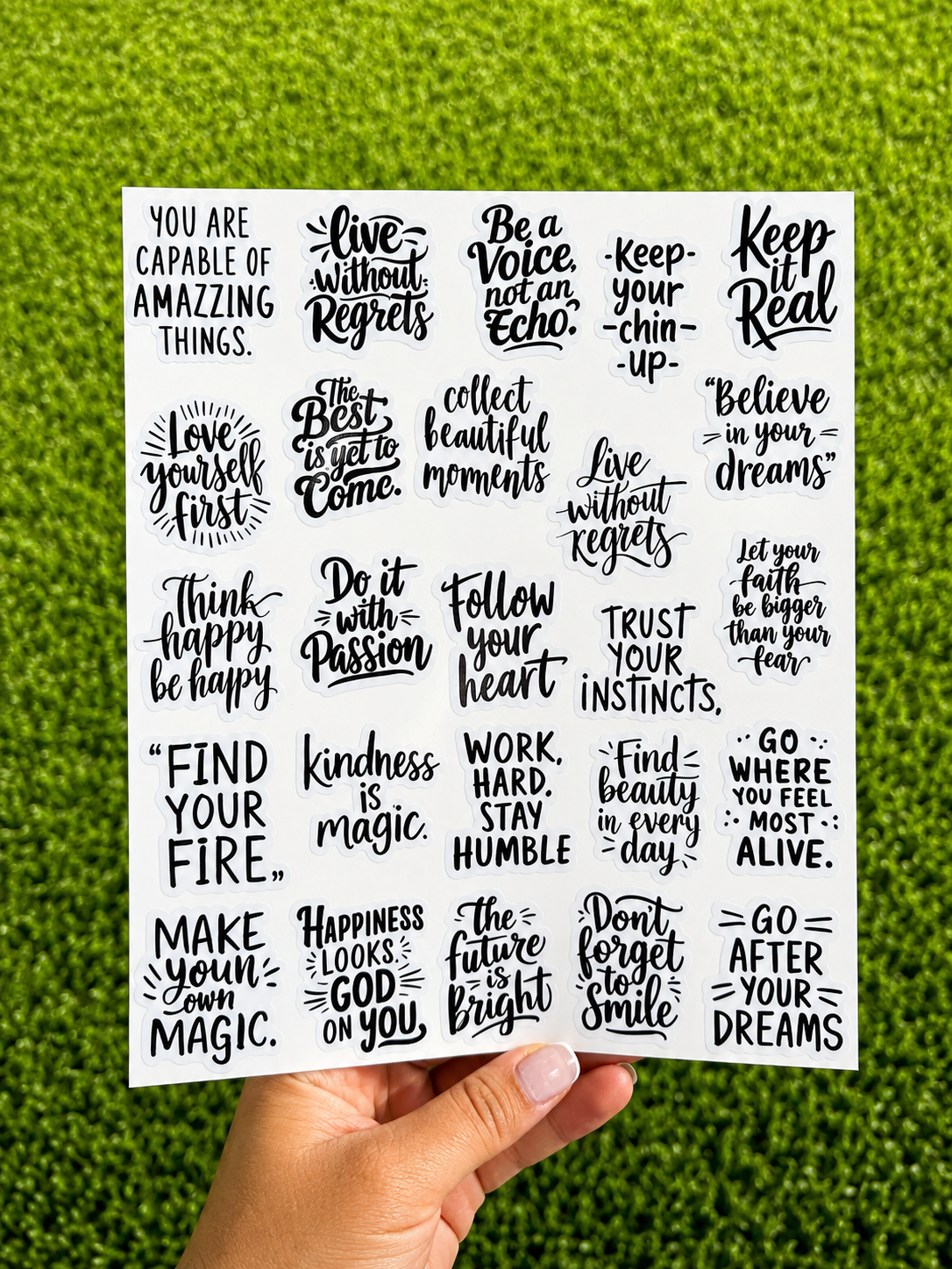 Inspirational Motivational Encouragement Quote Stickers - 100PCS sheet for Teens Kids Teachers, Journaling Scrapbook Laptop Water Bottle Case or Vision Board