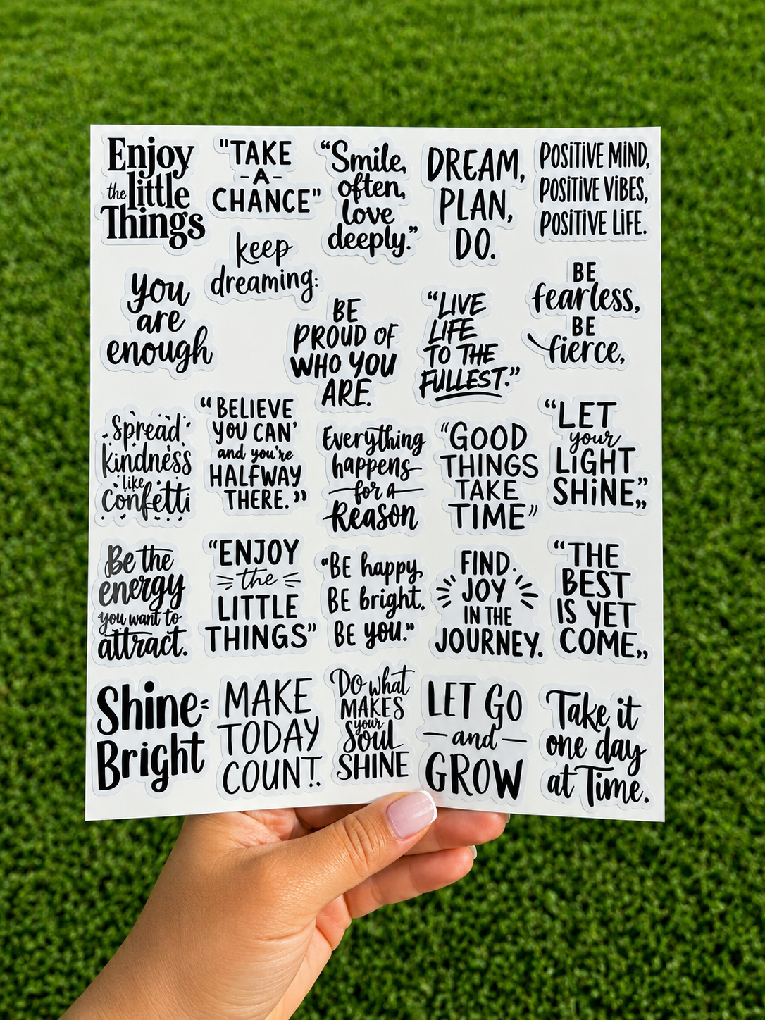 Inspirational Motivational Encouragement Quote Stickers - 100PCS sheet for Teens Kids Teachers, Journaling Scrapbook Laptop Water Bottle Case or Vision Board