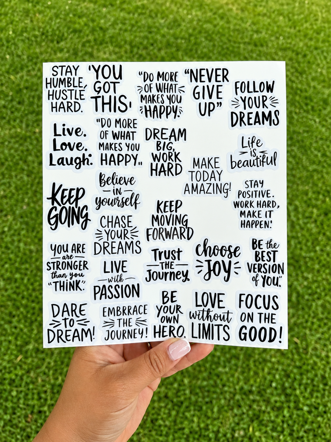 Inspirational Motivational Encouragement Quote Stickers - 100PCS sheet for Teens Kids Teachers, Journaling Scrapbook Laptop Water Bottle Case or Vision Board