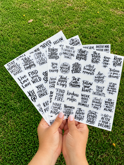 Inspirational Motivational Encouragement Quote Stickers - 100PCS sheet for Teens Kids Teachers, Journaling Scrapbook Laptop Water Bottle Case or Vision Board