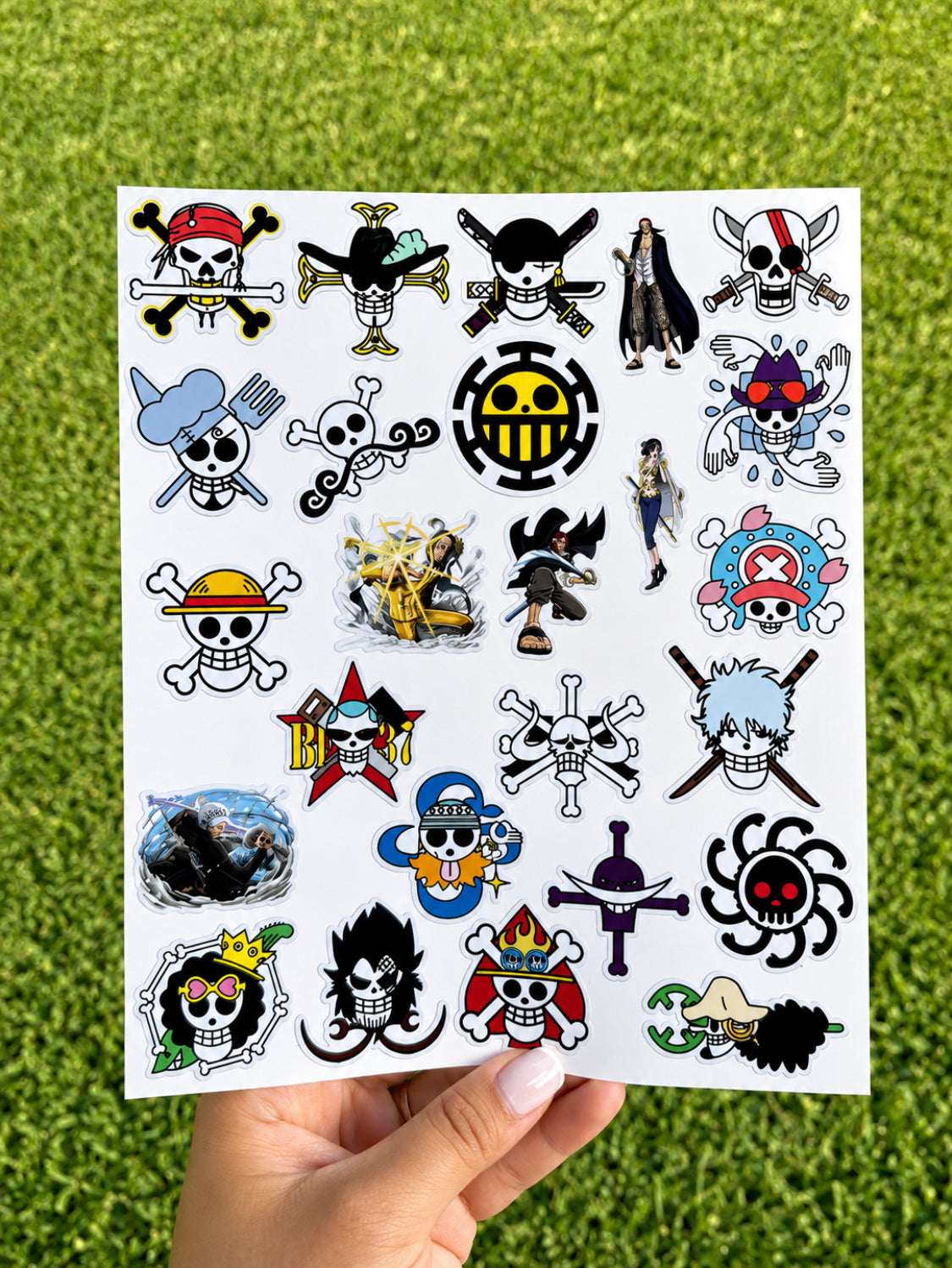 ONE PIECE Anime Sticker Sheet - 100PCS Japanese Stickers, Hot Cartoon Anime Vinyl Sticker for Water Bottles Laptops Phone Cases for Adults Teens and Kids