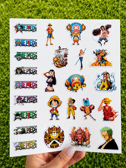 ONE PIECE Anime Sticker Sheet - 100PCS Japanese Stickers, Hot Cartoon Anime Vinyl Sticker for Water Bottles Laptops Phone Cases for Adults Teens and Kids