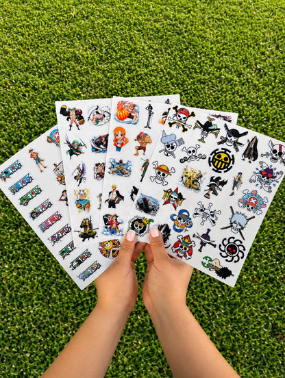 ONE PIECE Anime Sticker Sheet - 100PCS Japanese Stickers, Hot Cartoon Anime Vinyl Sticker for Water Bottles Laptops Phone Cases for Adults Teens and Kids